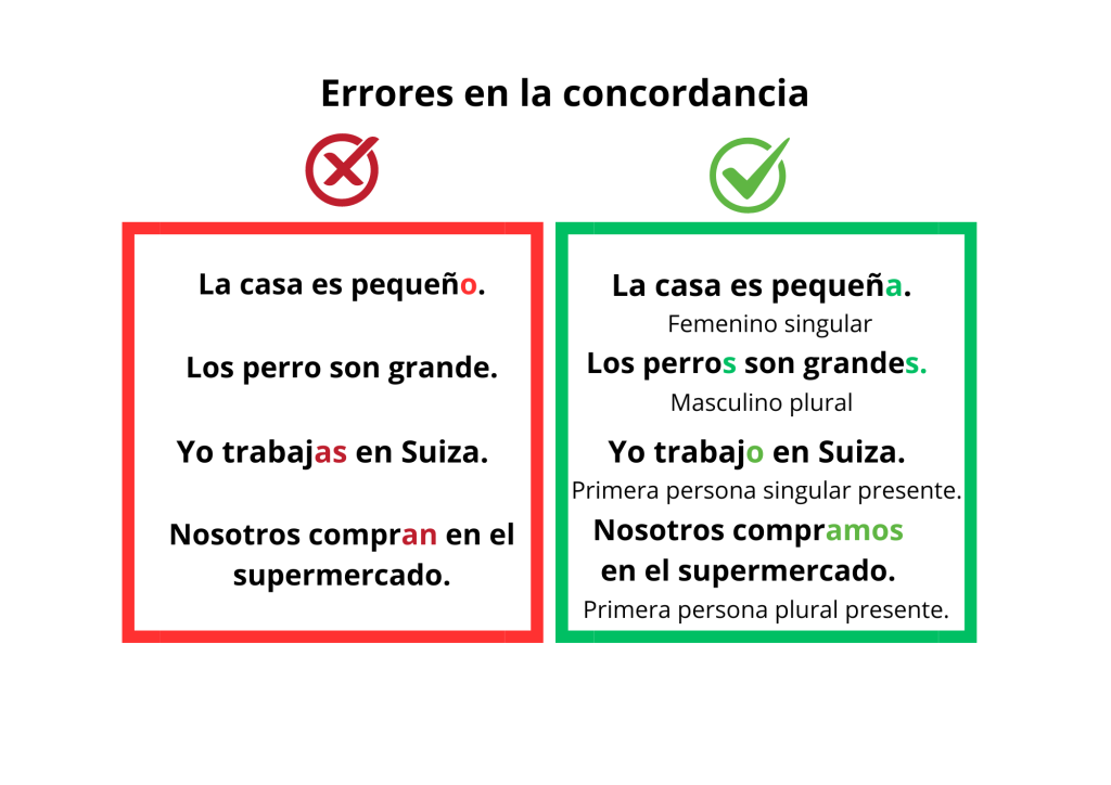 Error comuun de los estudiantes de español:  la concordancia 