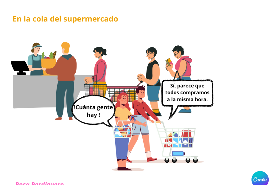 small talk. conversación en la cola del supermercado